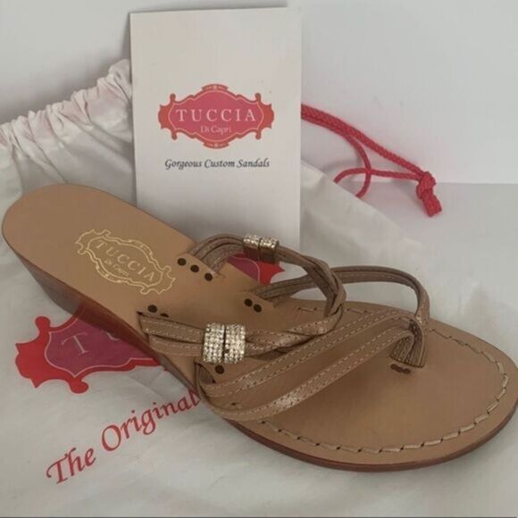 Tuccia Di Capri Wedge Crystal Sandals - Picture 1 of 8